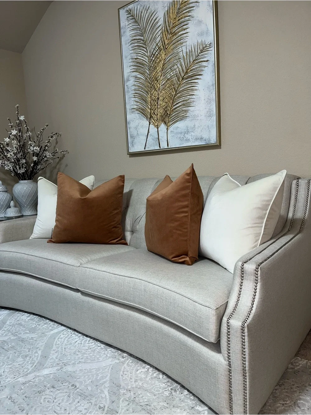 1-TGH TESSITURA MADE IN ITALY VELVET BURNT ORANGE LUXURY DECORATIVE PILLOW